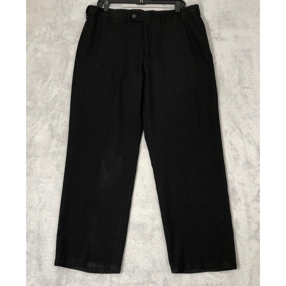 Haggar Dress Pants Mens 36x30 Black Classic Fit Repreve Trousers CT23BKR (36x27)